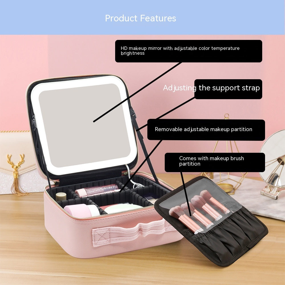 Glow & Go: LED Make-up Tasche mit integriertem Spiegel
